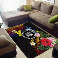 Cook Islands Independence Day Area Rug Maroro and Kakaia with Hibiscus Flower Polynesian Pattern