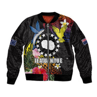 Cook Islands Independence Day Bomber Jacket Maroro and Kakaia with Hibiscus Flower Polynesian Pattern LT03 Unisex Black - Polynesian Pride