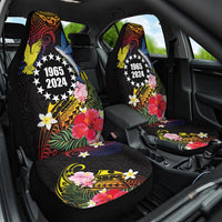 Cook Islands Independence Day Car Seat Cover Maroro and Kakaia with Hibiscus Flower Polynesian Pattern LT03 One Size Black - Polynesian Pride