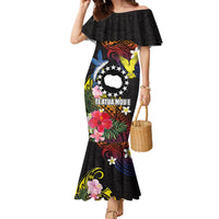 Cook Islands Independence Day Family Matching Mermaid Dress and Hawaiian Shirt Maroro and Kakaia with Hibiscus Flower Polynesian Pattern