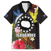 Cook Islands Independence Day Family Matching Off Shoulder Short Dress and Hawaiian Shirt Maroro and Kakaia with Hibiscus Flower Polynesian Pattern