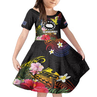 Cook Islands Independence Day Family Matching Tank Maxi Dress and Hawaiian Shirt Maroro and Kakaia with Hibiscus Flower Polynesian Pattern