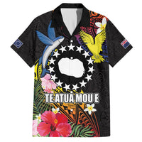 Cook Islands Independence Day Hawaiian Shirt Maroro and Kakaia with Hibiscus Flower Polynesian Pattern LT03 Black - Polynesian Pride