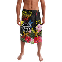 Cook Islands Independence Day Lavalava Maroro and Kakaia with Hibiscus Flower Polynesian Pattern LT03 Black - Polynesian Pride