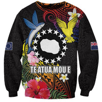 Cook Islands Independence Day Sweatshirt Maroro and Kakaia with Hibiscus Flower Polynesian Pattern LT03 Unisex Black - Polynesian Pride