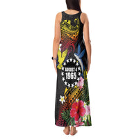 Cook Islands Independence Day Tank Maxi Dress Maroro and Kakaia with Hibiscus Flower Polynesian Pattern LT03 - Polynesian Pride