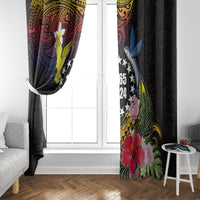 Cook Islands Independence Day Window Curtain Maroro and Kakaia with Hibiscus Flower Polynesian Pattern LT03 - Polynesian Pride