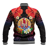 French Polynesia Bastille Day Baseball Jacket Tiare Flower and National Seal Polynesian Pattern LT03 - Polynesian Pride