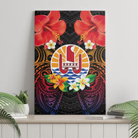 French Polynesia Bastille Day Canvas Wall Art Tiare Flower and National Seal Polynesian Pattern LT03 - Polynesian Pride