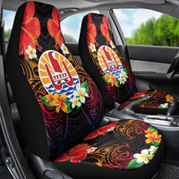 French Polynesia Bastille Day Car Seat Cover Tiare Flower and National Seal Polynesian Pattern LT03 - Polynesian Pride