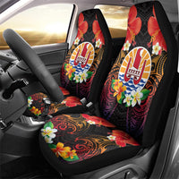 French Polynesia Bastille Day Car Seat Cover Tiare Flower and National Seal Polynesian Pattern LT03 - Polynesian Pride