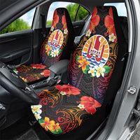 French Polynesia Bastille Day Car Seat Cover Tiare Flower and National Seal Polynesian Pattern LT03 - Polynesian Pride