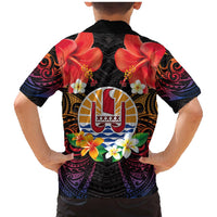 French Polynesia Bastille Day Family Matching Mermaid Dress and Hawaiian Shirt Tiare Flower and National Seal Polynesian Pattern