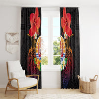 French Polynesia Bastille Day Window Curtain Tiare Flower and National Seal Polynesian Pattern LT03 - Polynesian Pride