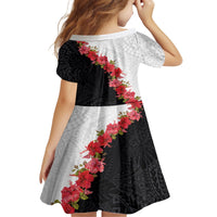 Hawaii Red Hibiscus Flowers Family Matching Puletasi and Hawaiian Shirt Polynesian Pattern With Half Black White Version LT03 - Polynesian Pride