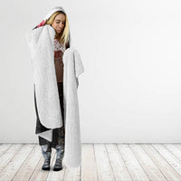 Hawaii Red Hibiscus Flowers Hooded Blanket Polynesian Pattern With Half Black White Version LT03 - Polynesian Pride