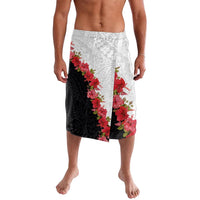 Hawaii Red Hibiscus Flowers Lavalava Polynesian Pattern With Half Black White Version LT03 Black - Polynesian Pride
