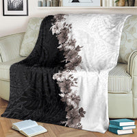 Hawaii Grayscale Hibiscus Flowers Blanket Polynesian Pattern With Half Black White Version LT03 - Polynesian Pride