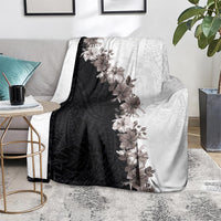 Hawaii Grayscale Hibiscus Flowers Blanket Polynesian Pattern With Half Black White Version LT03 - Polynesian Pride