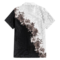 Hawaii Grayscale Hibiscus Flowers Family Matching Puletasi and Hawaiian Shirt Polynesian Pattern With Half Black White Version LT03 - Polynesian Pride