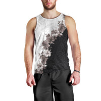 Hawaii Grayscale Hibiscus Flowers Men Tank Top Polynesian Pattern With Half Black White Version LT03 - Polynesian Pride