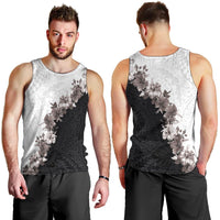Hawaii Grayscale Hibiscus Flowers Men Tank Top Polynesian Pattern With Half Black White Version LT03 - Polynesian Pride