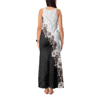 Hawaii Grayscale Hibiscus Flowers Tank Maxi Dress Polynesian Pattern With Half Black White Version LT03 - Polynesian Pride
