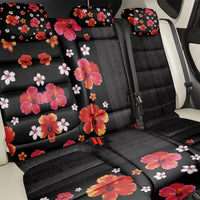 Hawaii Hibiscus and Plumeria Flowers Back Car Seat Cover Tapa Tribal Pattern Half Style Colorful Mode