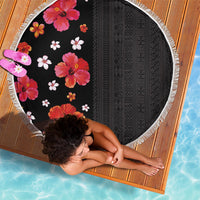 Hawaii Hibiscus and Plumeria Flowers Beach Blanket Tapa Tribal Pattern Half Style Colorful Mode LT03 - Polynesian Pride