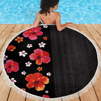Hawaii Hibiscus and Plumeria Flowers Beach Blanket Tapa Tribal Pattern Half Style Colorful Mode LT03 - Polynesian Pride