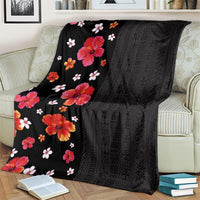Hawaii Hibiscus and Plumeria Flowers Blanket Tapa Tribal Pattern Half Style Colorful Mode LT03 - Polynesian Pride