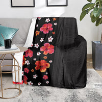 Hawaii Hibiscus and Plumeria Flowers Blanket Tapa Tribal Pattern Half Style Colorful Mode LT03 - Polynesian Pride