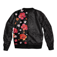Hawaii Hibiscus and Plumeria Flowers Bomber Jacket Tapa Tribal Pattern Half Style Colorful Mode LT03 - Polynesian Pride