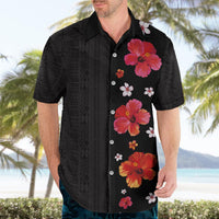 Hawaii Hibiscus and Plumeria Flowers Hawaiian Shirt Tapa Tribal Pattern Half Style Colorful Mode LT03 - Polynesian Pride