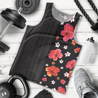 Hawaii Hibiscus and Plumeria Flowers Men Tank Top Tapa Tribal Pattern Half Style Colorful Mode LT03 - Polynesian Pride