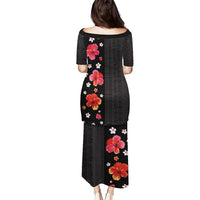 Hawaii Hibiscus and Plumeria Flowers Puletasi Tapa Tribal Pattern Half Style Colorful Mode LT03 - Polynesian Pride