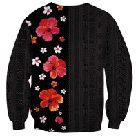 Hawaii Hibiscus and Plumeria Flowers Sweatshirt Tapa Tribal Pattern Half Style Colorful Mode LT03 - Polynesian Pride
