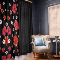 Hawaii Hibiscus and Plumeria Flowers Window Curtain Tapa Tribal Pattern Half Style Colorful Mode LT03 - Polynesian Pride