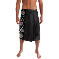Hawaii Hibiscus and Plumeria Flowers Lavalava Tapa Tribal Pattern Half Style Grayscale Mode LT03 Black - Polynesian Pride