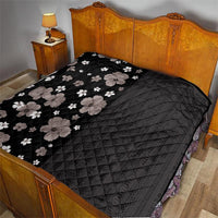 Hawaii Hibiscus and Plumeria Flowers Quilt Tapa Tribal Pattern Half Style Grayscale Mode LT03 - Polynesian Pride