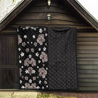 Hawaii Hibiscus and Plumeria Flowers Quilt Tapa Tribal Pattern Half Style Grayscale Mode LT03 - Polynesian Pride