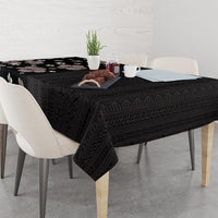 Hawaii Hibiscus and Plumeria Flowers Tablecloth Tapa Tribal Pattern Half Style Grayscale Mode LT03 - Polynesian Pride