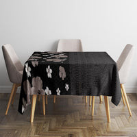 Hawaii Hibiscus and Plumeria Flowers Tablecloth Tapa Tribal Pattern Half Style Grayscale Mode LT03 - Polynesian Pride