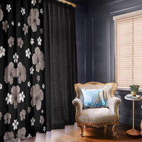 Hawaii Hibiscus and Plumeria Flowers Window Curtain Tapa Tribal Pattern Half Style Grayscale Mode LT03 - Polynesian Pride