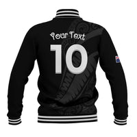 New Zealand Rugby Custom Baseball Jacket Sporty Silver Fern Shape with Maori Tattoos - Polynesian Pride