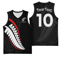 New Zealand Rugby Custom Basketball Jersey Sporty Silver Fern Shape with Maori Tattoos - Polynesian Pride
