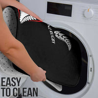 New Zealand Rugby Bathroom Set Sporty Silver Fern Shape with Maori Tattoos - Polynesian Pride