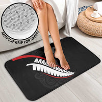 New Zealand Rugby Bathroom Set Sporty Silver Fern Shape with Maori Tattoos - Polynesian Pride