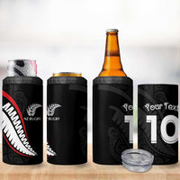 New Zealand Rugby Custom 4 in 1 Can Cooler Tumbler Sporty Silver Fern Shape with Maori Tattoos LT03 - Polynesian Pride