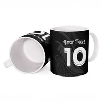 New Zealand Rugby Custom Ceramic Mug Sporty Silver Fern Shape with Maori Tattoos - Polynesian Pride
